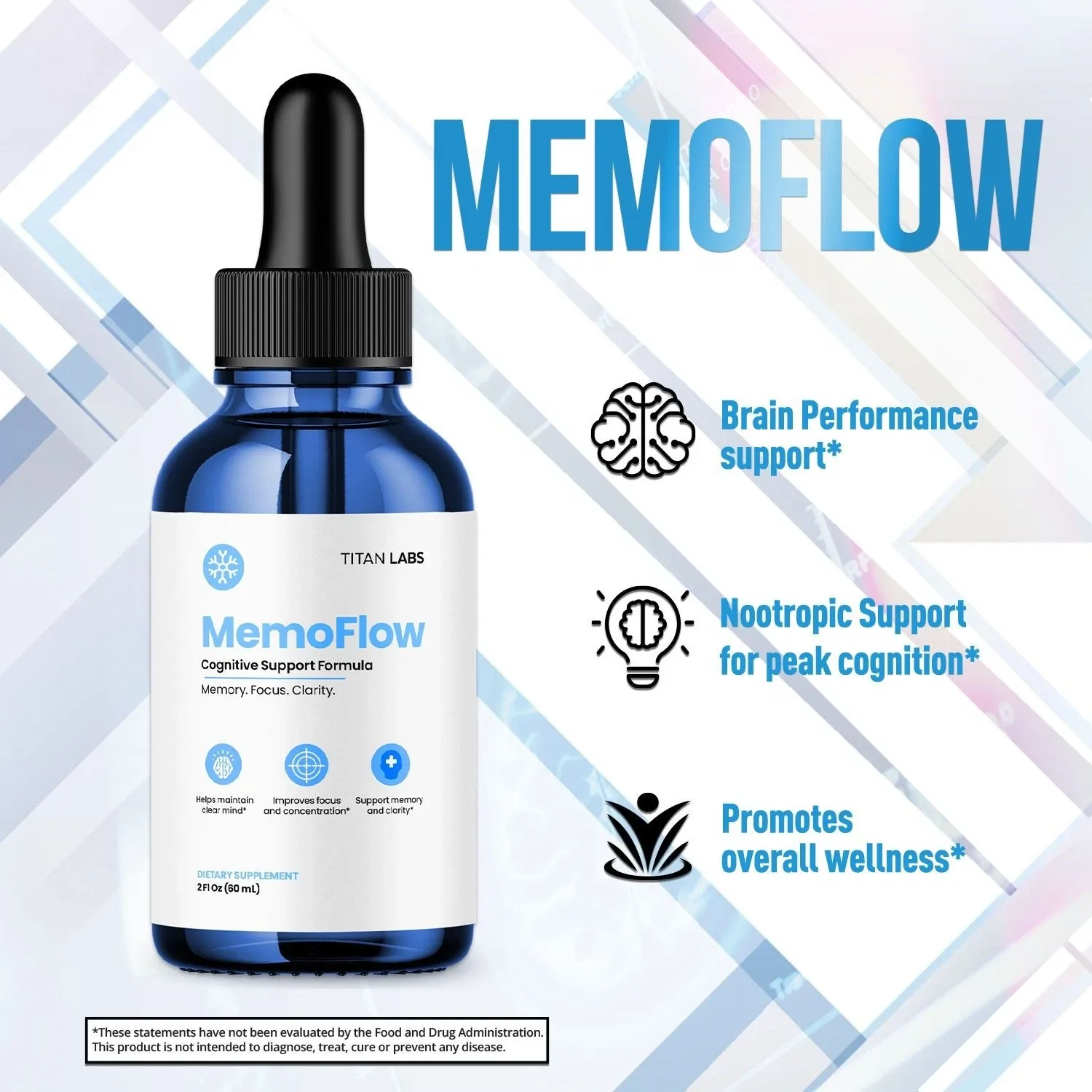 MemoFlow listing image: Brain Performance support, Nootropic Support for peak cognition, Promotes overall wellness