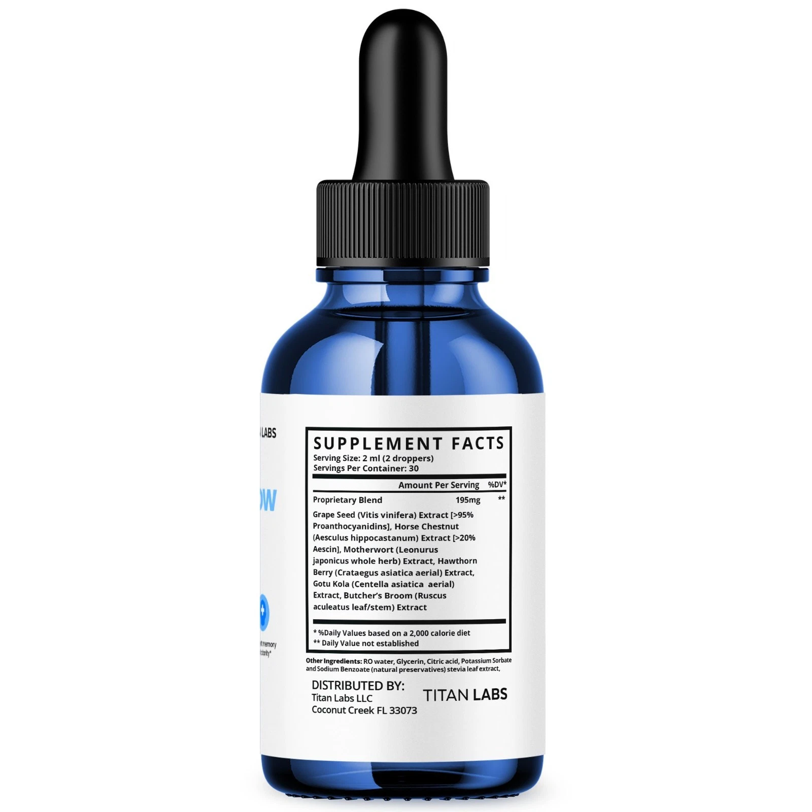 MemoFlow Supplement Facts panel on the back of the bottle